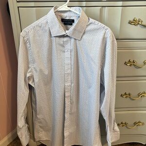 Tommy Hilfiger White and Blue Casual Button Down Shirt